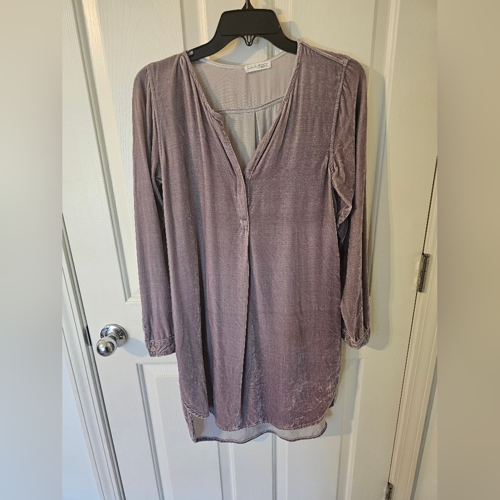 Free People X CP Shades Purple Velvet Tunic Dress With Pockets Size S
